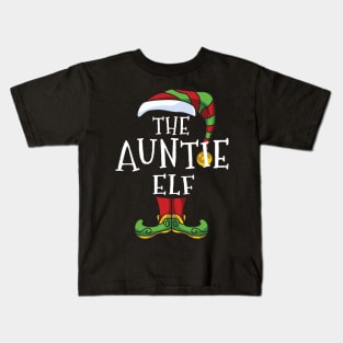 Auntie Elf Family Matching Christmas Group Gift Pajama Aunt Kids T-Shirt